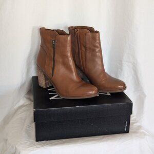 NATURALIZER Kala, Saddle Tan Leather Heeled Boots Women's Size 7.5W